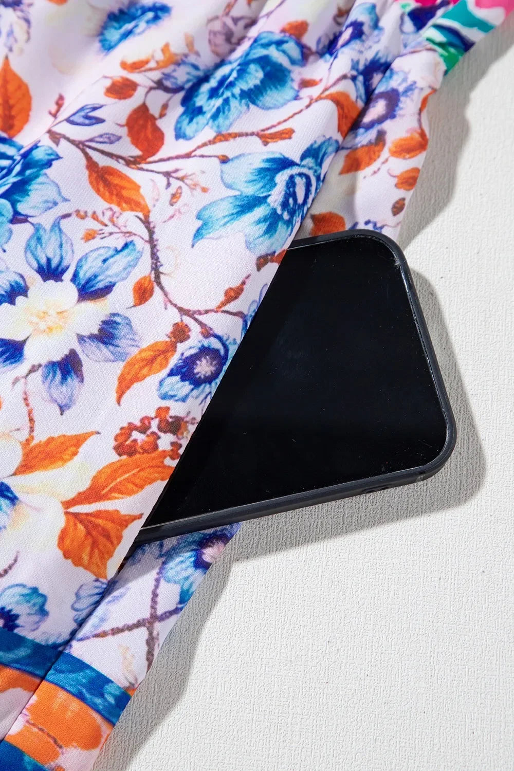 Mixed Floral Print Tie Neck Short Sleeve Tiered Frill Dress - Southern Shores Clothing