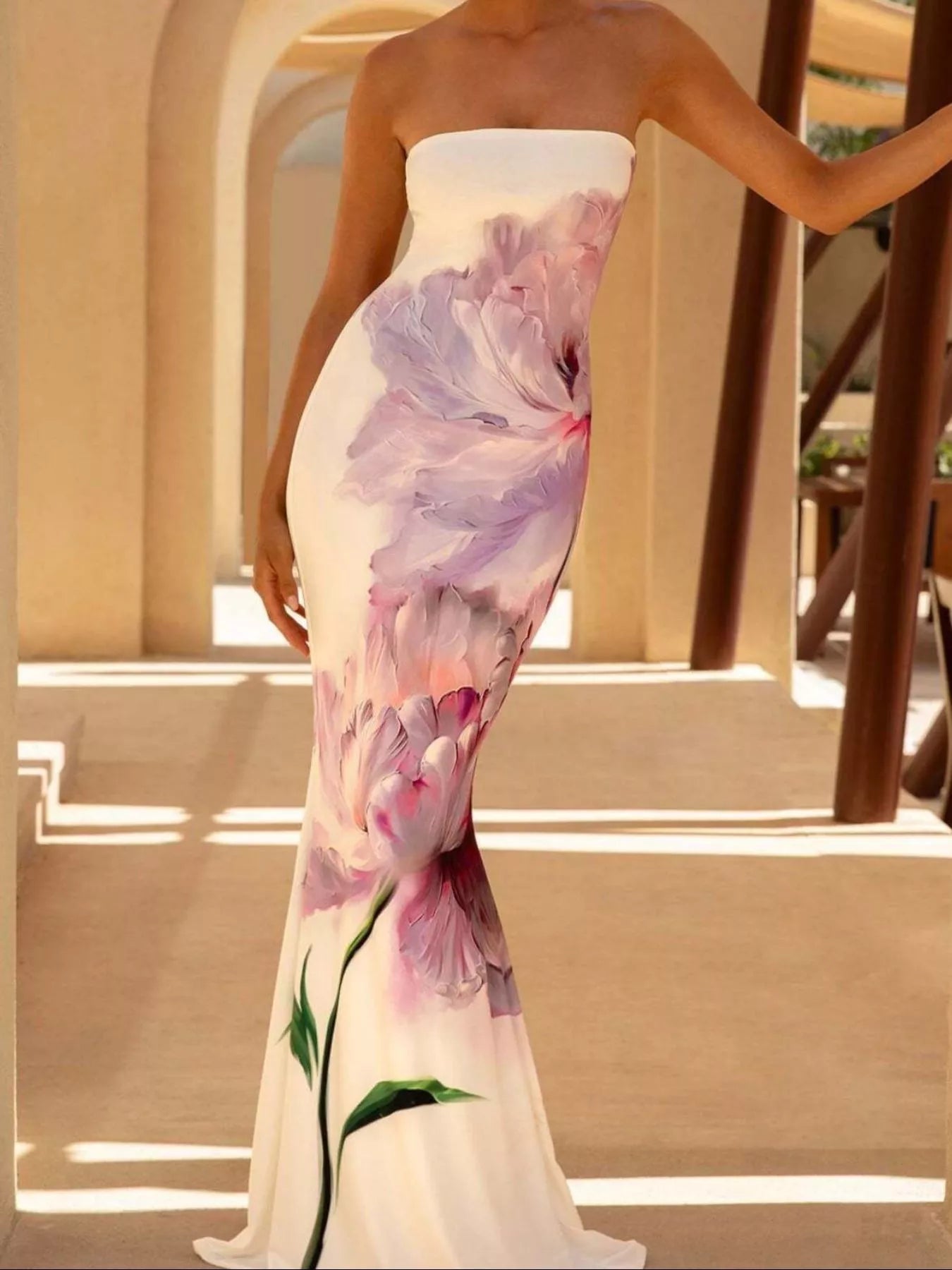 Tube Bodycon Maxi Dress With Split Silhouette