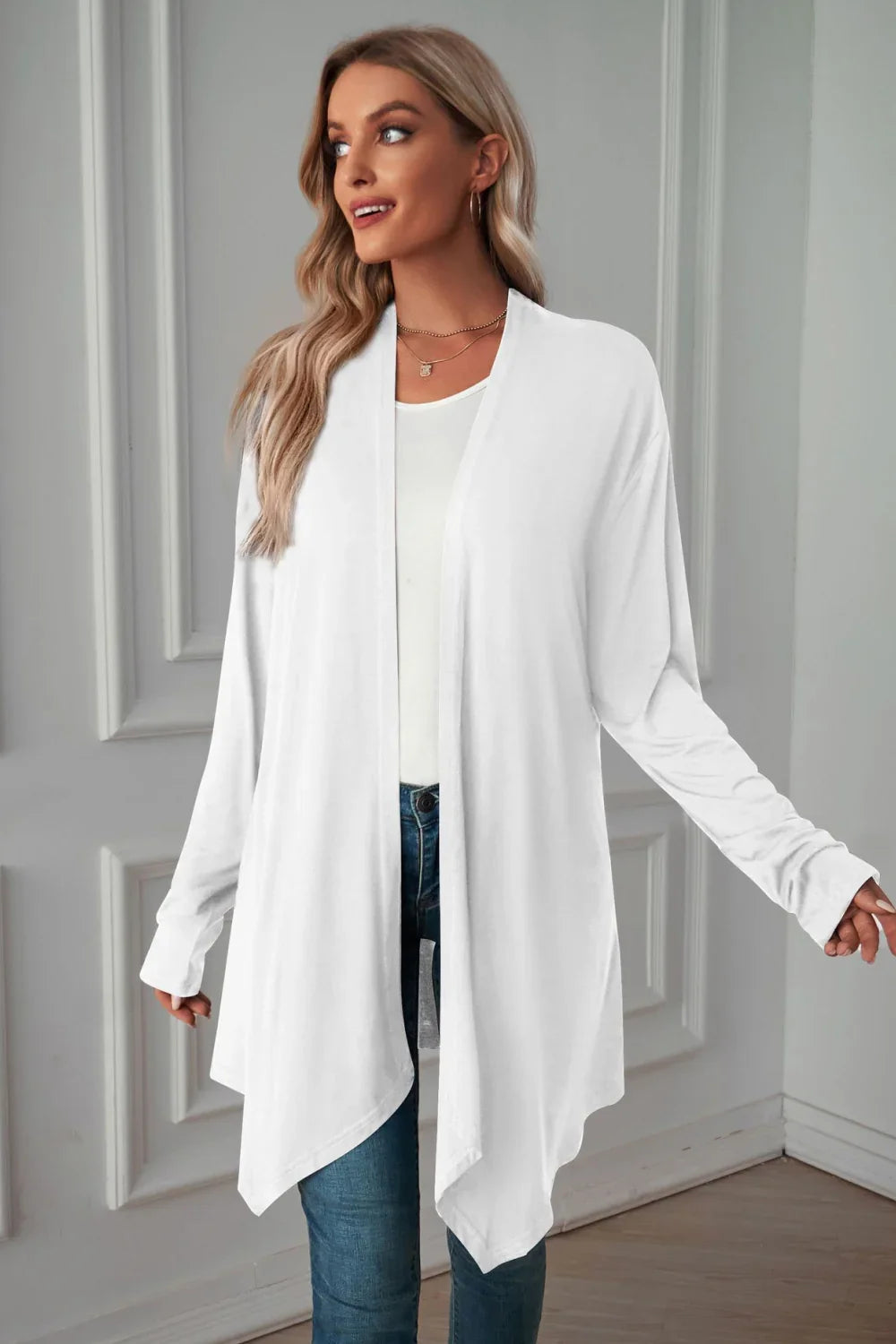 Open Front Long Sleeve Cardigan Solid Knit Casual - Southern Shores Clothing