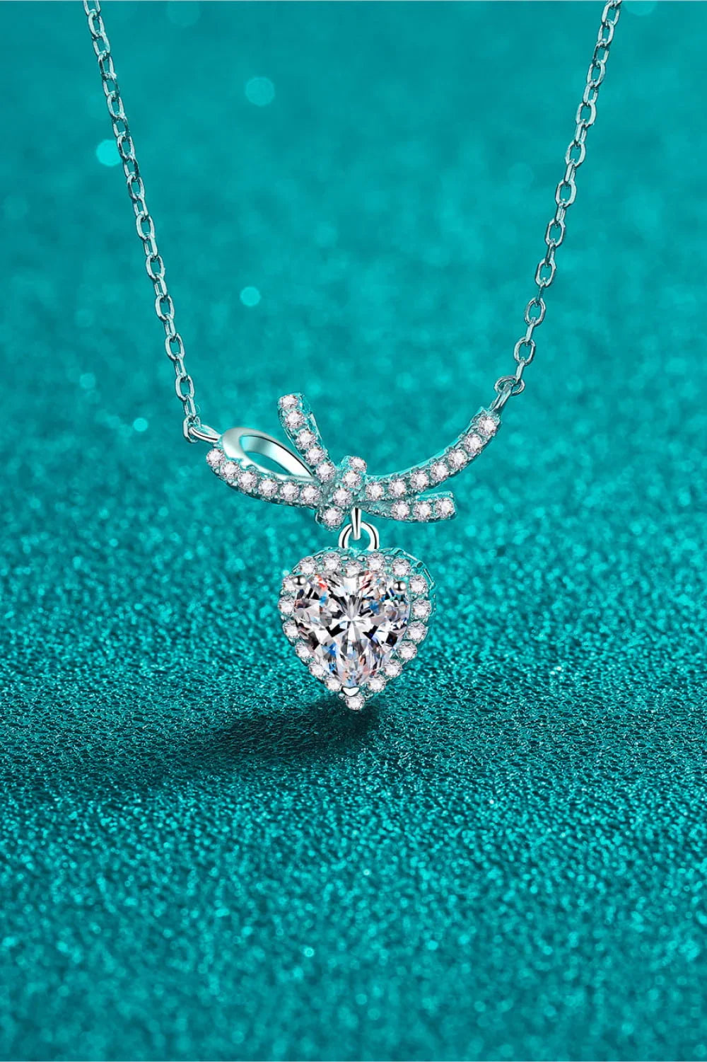 Moissanite Heart Pendant Necklace Sterling Silver - Southern Shores Clothing