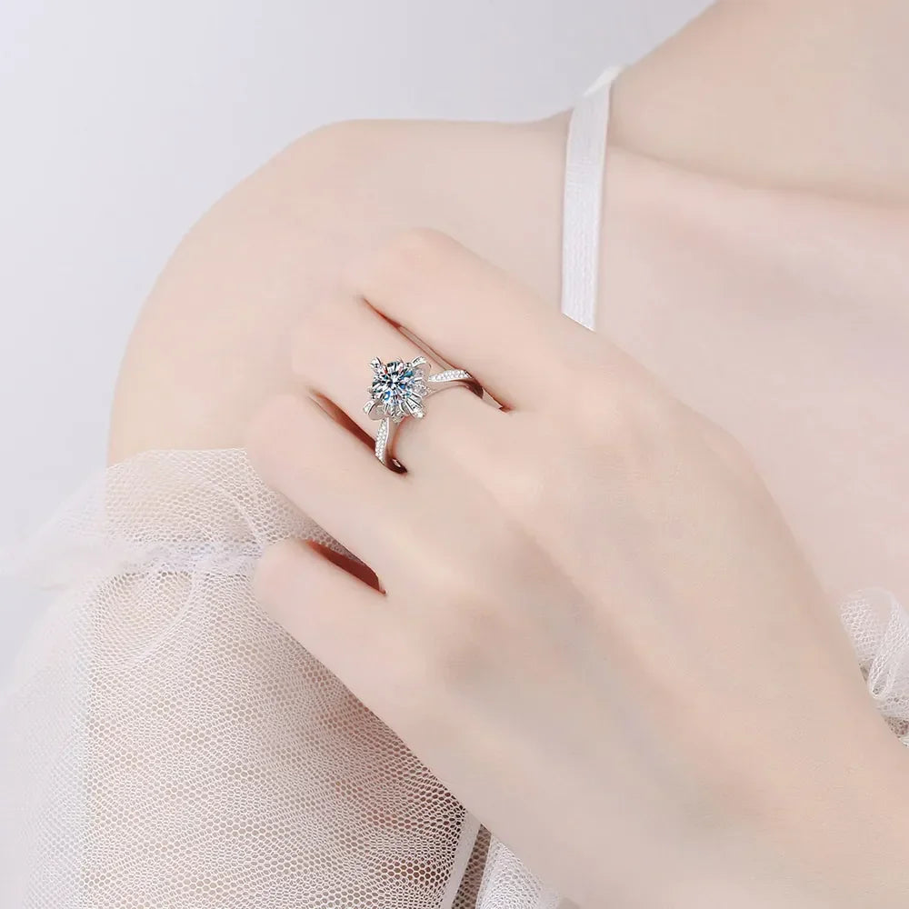 1 Carat Moissanite Sterling Silver Ring With Pave Detailing - Southern Shores Clothing