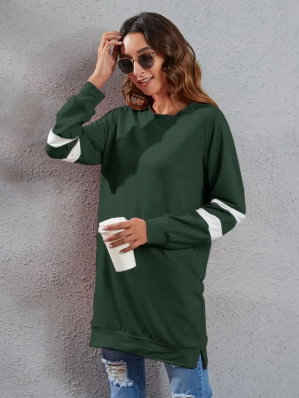 Full Size Striped Round Neck Long Sleeve T-Shirt - Southern Shores Clothing