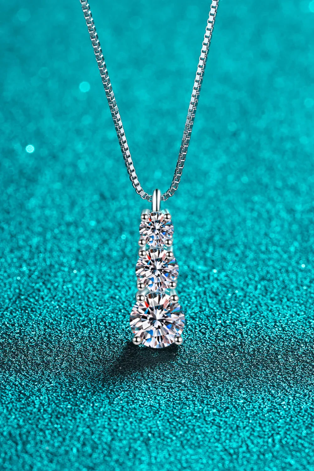 Moissanite Triple-Pendant Necklace In Sterling Silver - Southern Shores Clothing