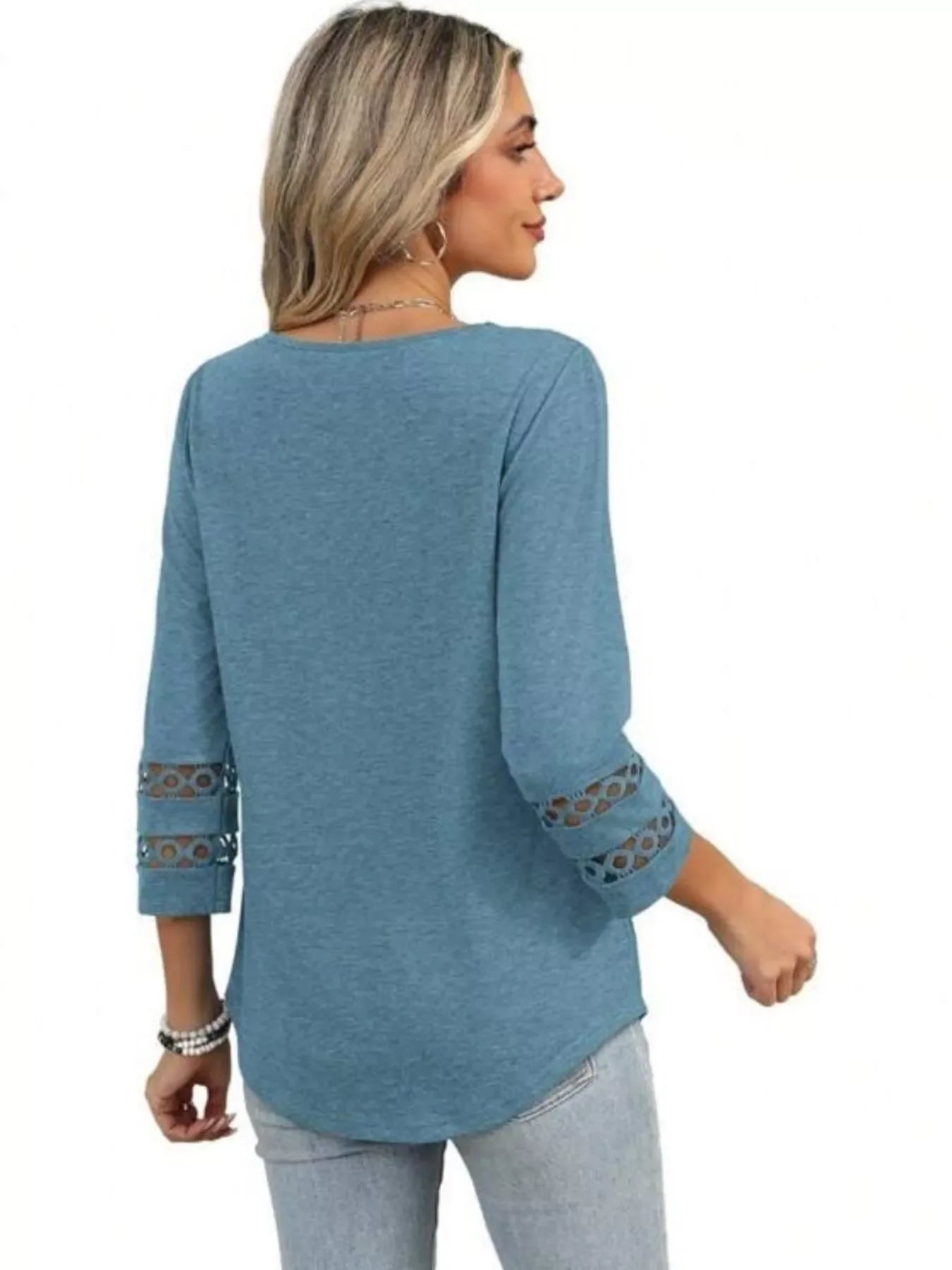 Full Size V-Neck 3/4 Sleeve T-Shirt Plus Size - Southern Shores Clothing