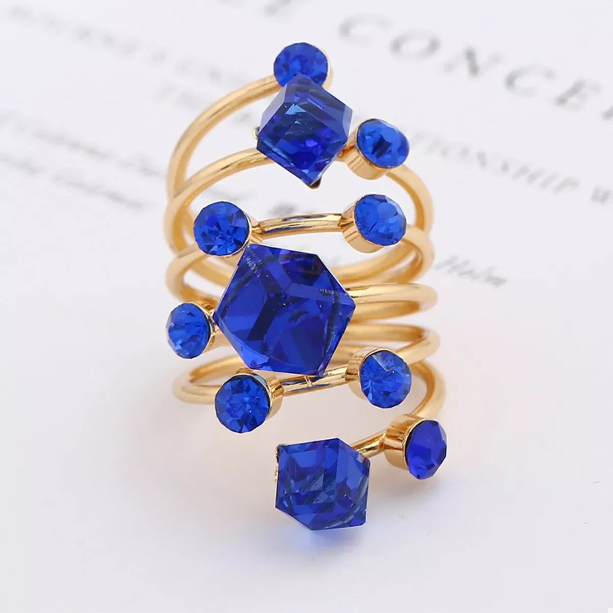 18K Gold-Plated Multi-Layer Crystal Ring - Southern Shores Clothing