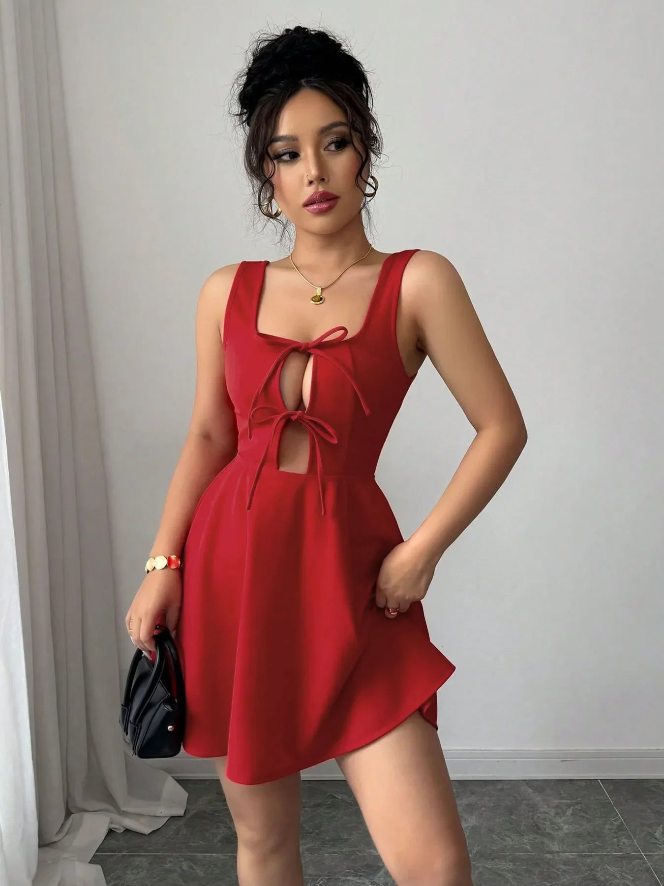 Tie Front Wide Strap Dress With Breezy Fit - Southern Shores Clothing