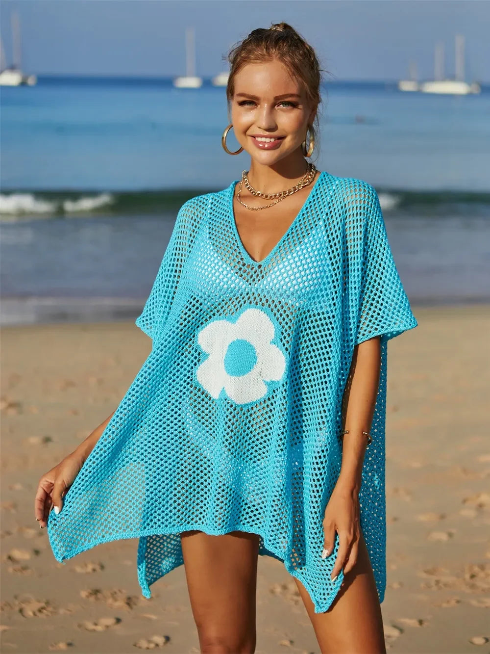 Angel Wings Openwork Flower Cover Up One Size - Southern Shores Clothing