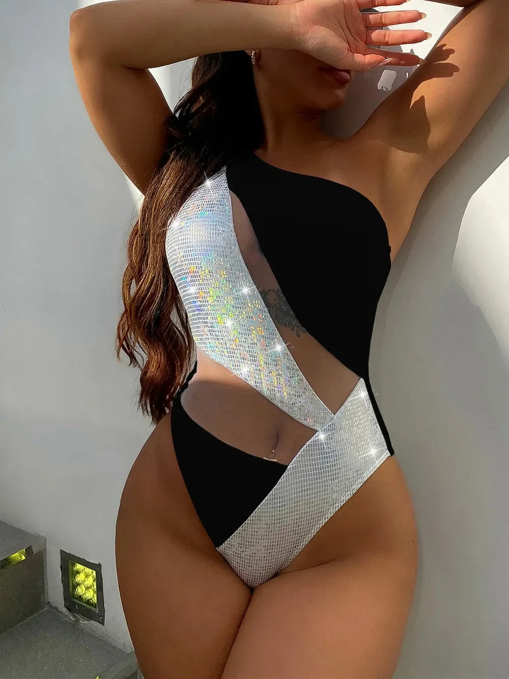 Contrast Panel One-Piece Swimsuit With Removable Padding - Southern Shores Clothing