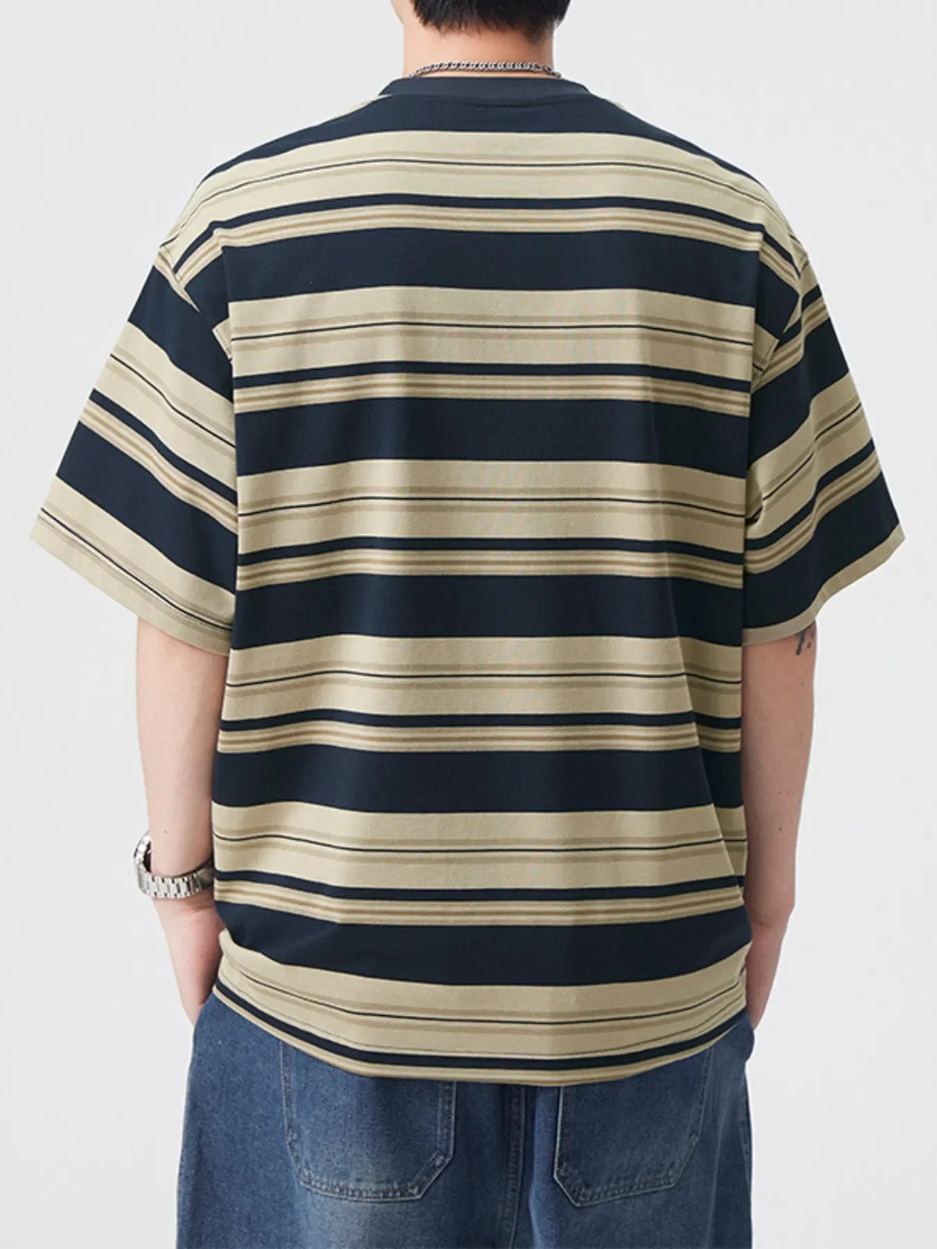 Plus Size Striped Crew Neck T Shirt Casual Tee - Southern Shores Clothing