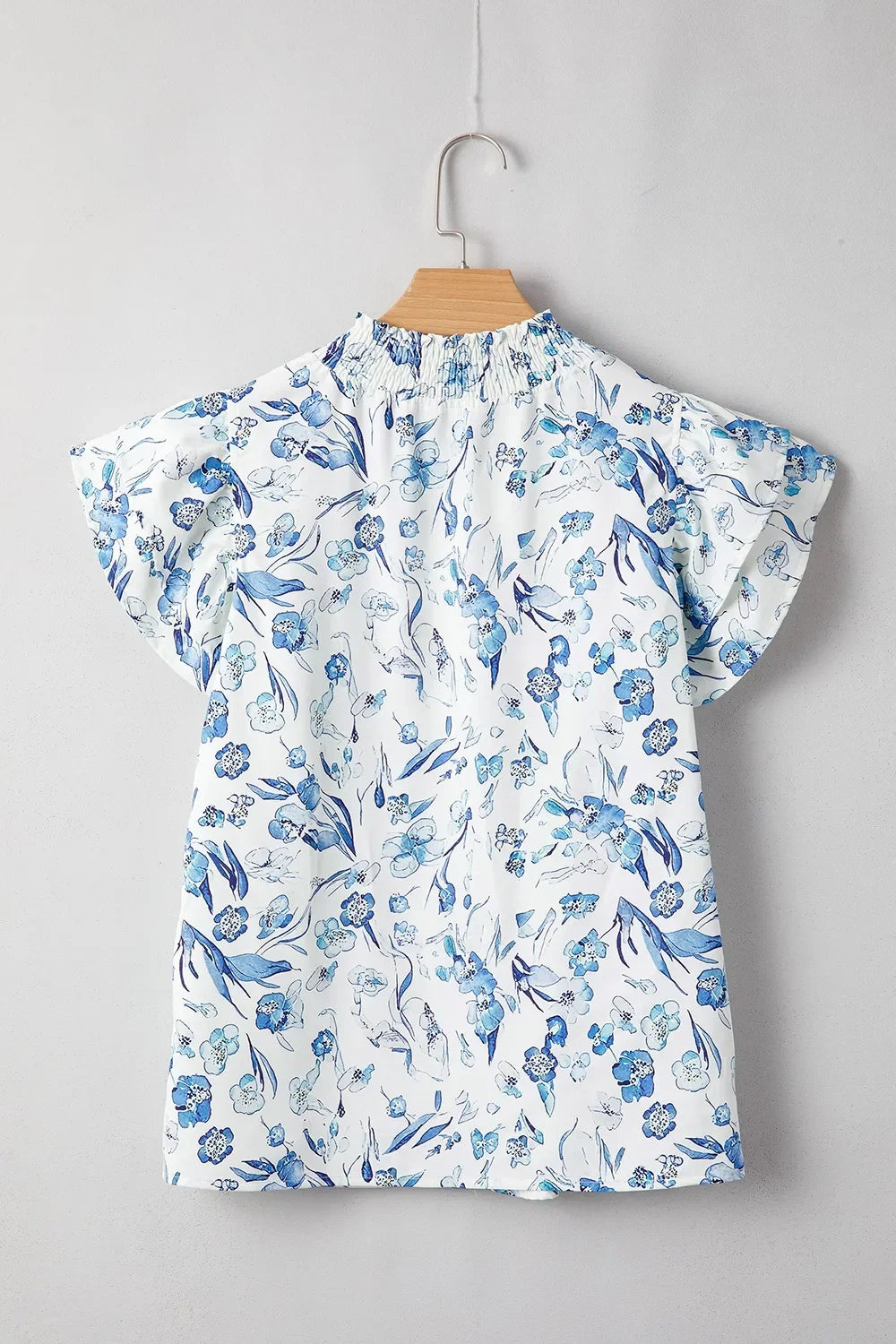 Floral Print Ruffled Short Sleeve Blouse - Southern Shores Clothing