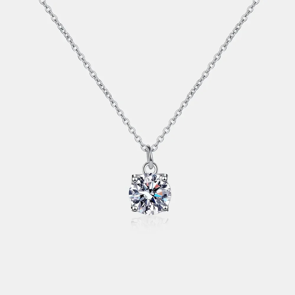 1 Carat Moissanite Sterling Silver Necklace - Southern Shores Clothing