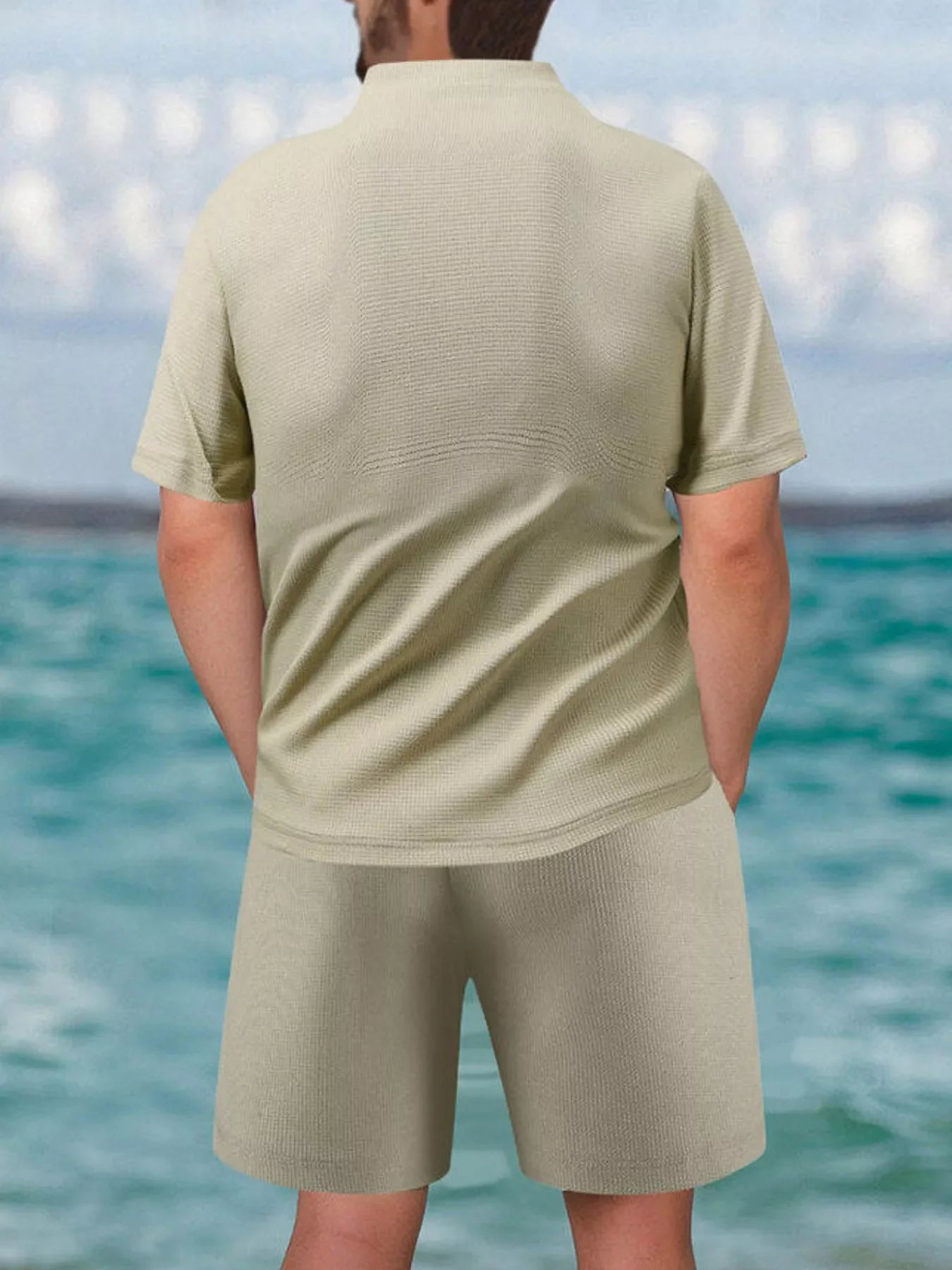 Men's Full Size Zip Front Short Sleeve Top and Shorts Set Plus Size - Southern Shores Clothing