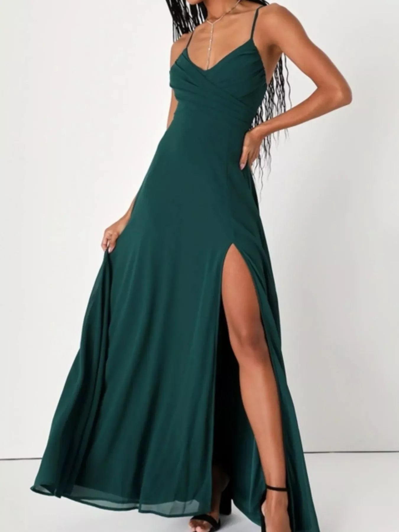 Elegant Crisscross Back Slit Maxi Dress Chic - Southern Shores Clothing