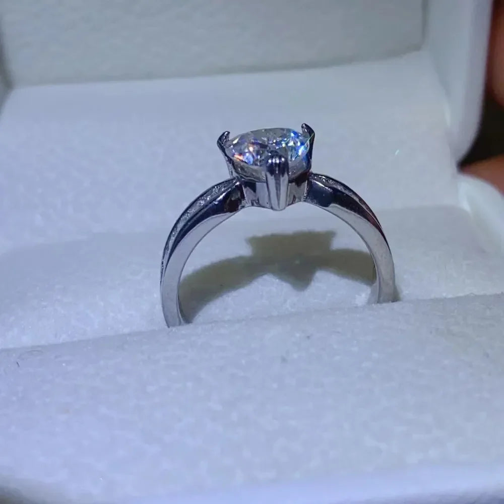 1 Carat Moissanite Sterling Silver Ring With Zircon Accents - Southern Shores Clothing