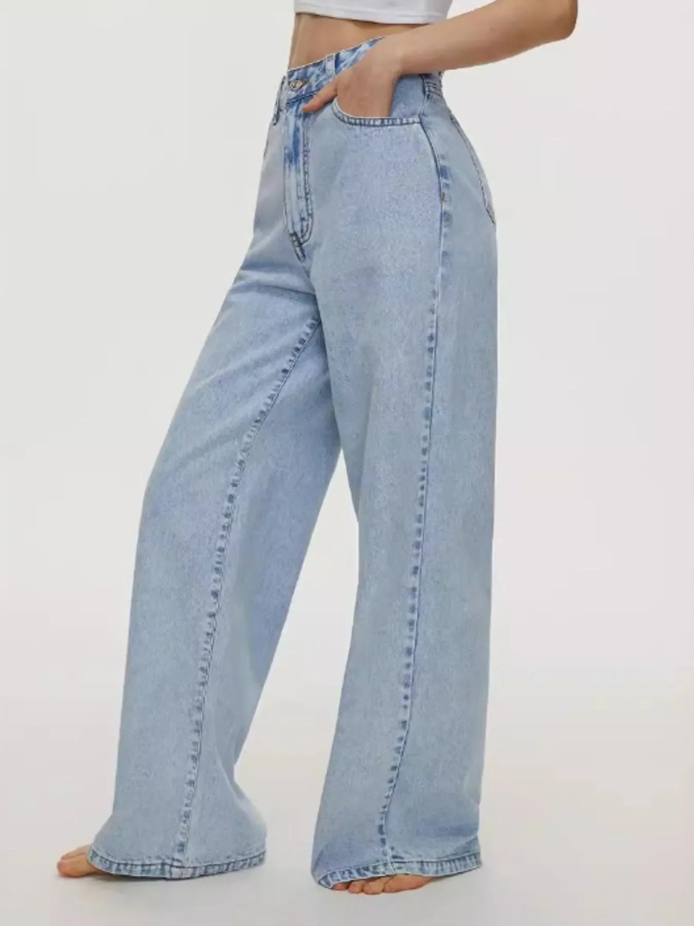 Charleston Inspired High-Waisted Wide Leg Jeans Denim - Southern Shores Clothing