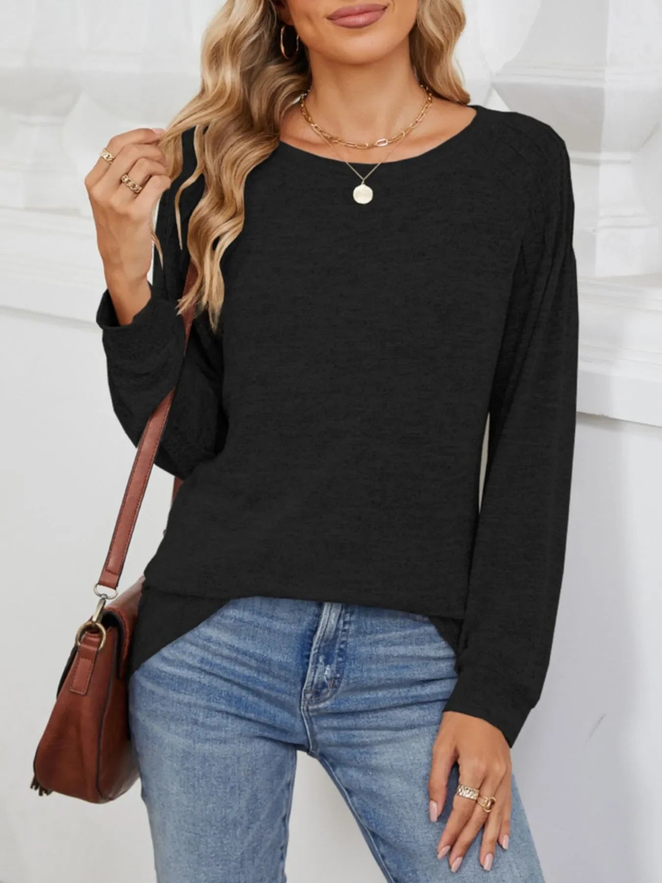 Round Neck Long Sleeve T-Shirt - Southern Shores Clothing