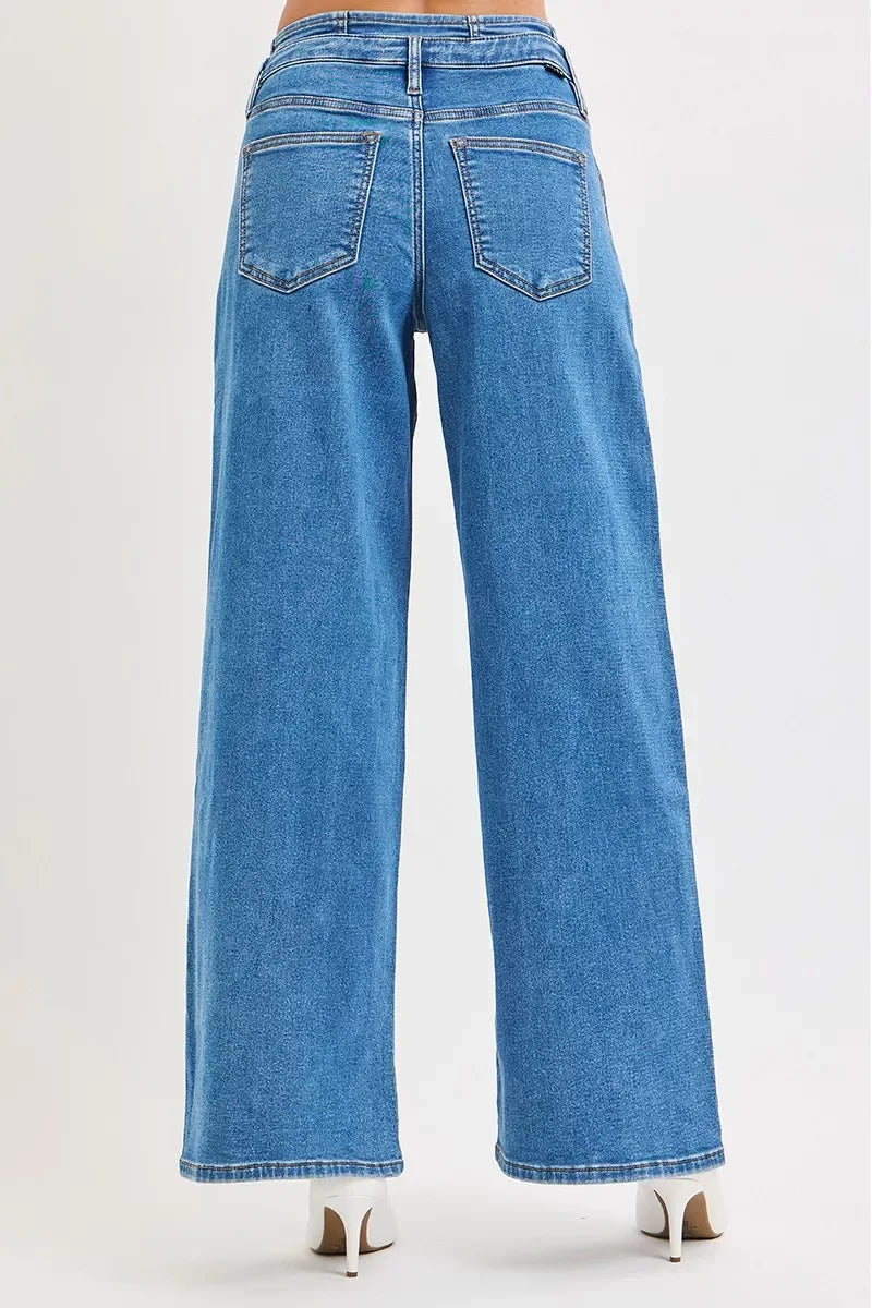 Plus Size Mid Rise Wide Leg Denim Jeans Classic - Southern Shores Clothing