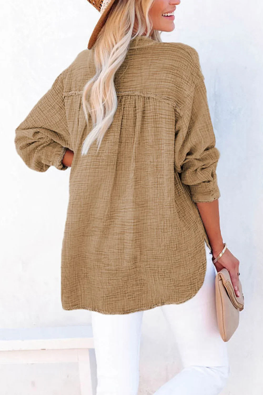 Timeless Southern Shores Clothing Buttoned Long Sleeve 100% Cotton Blouse with Versatile Style - Southern Shores Clothing