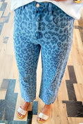 Leopard Print High-Waisted Relaxed Fit Jeans - Southern Shores Clothing
