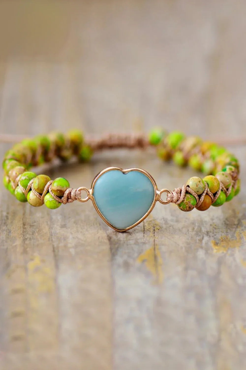 Heart Shaped Natural Stone Bracelet With Copper Accents - Southern Shores Clothing