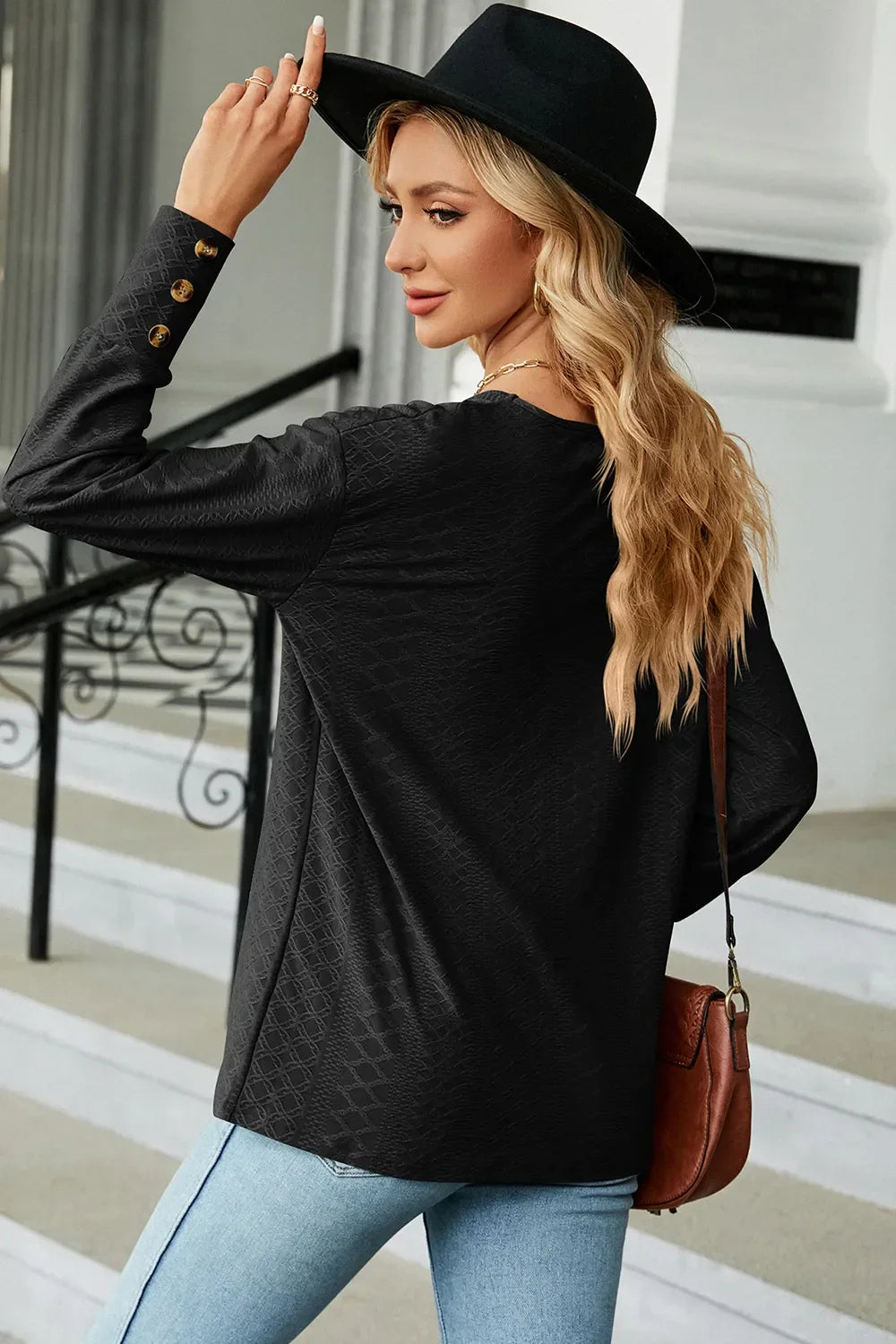 V-Neck Lantern Sleeve T-Shirt - Southern Shores Clothing