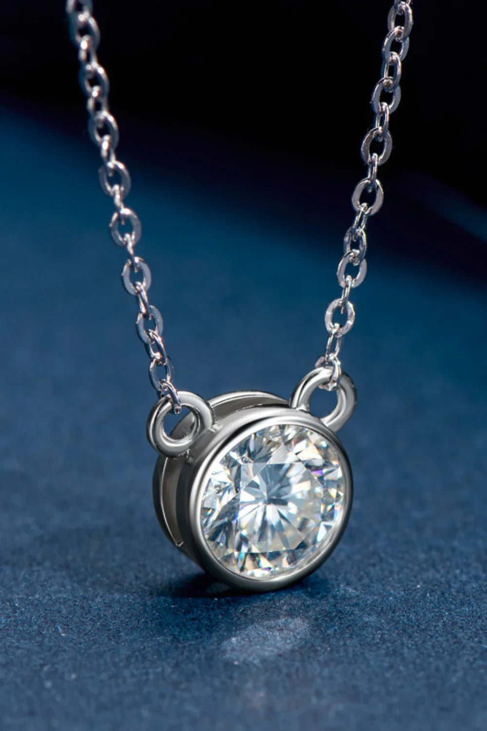 1 Ct Moissanite Sterling Silver Round Pendant Necklace - Southern Shores Clothing