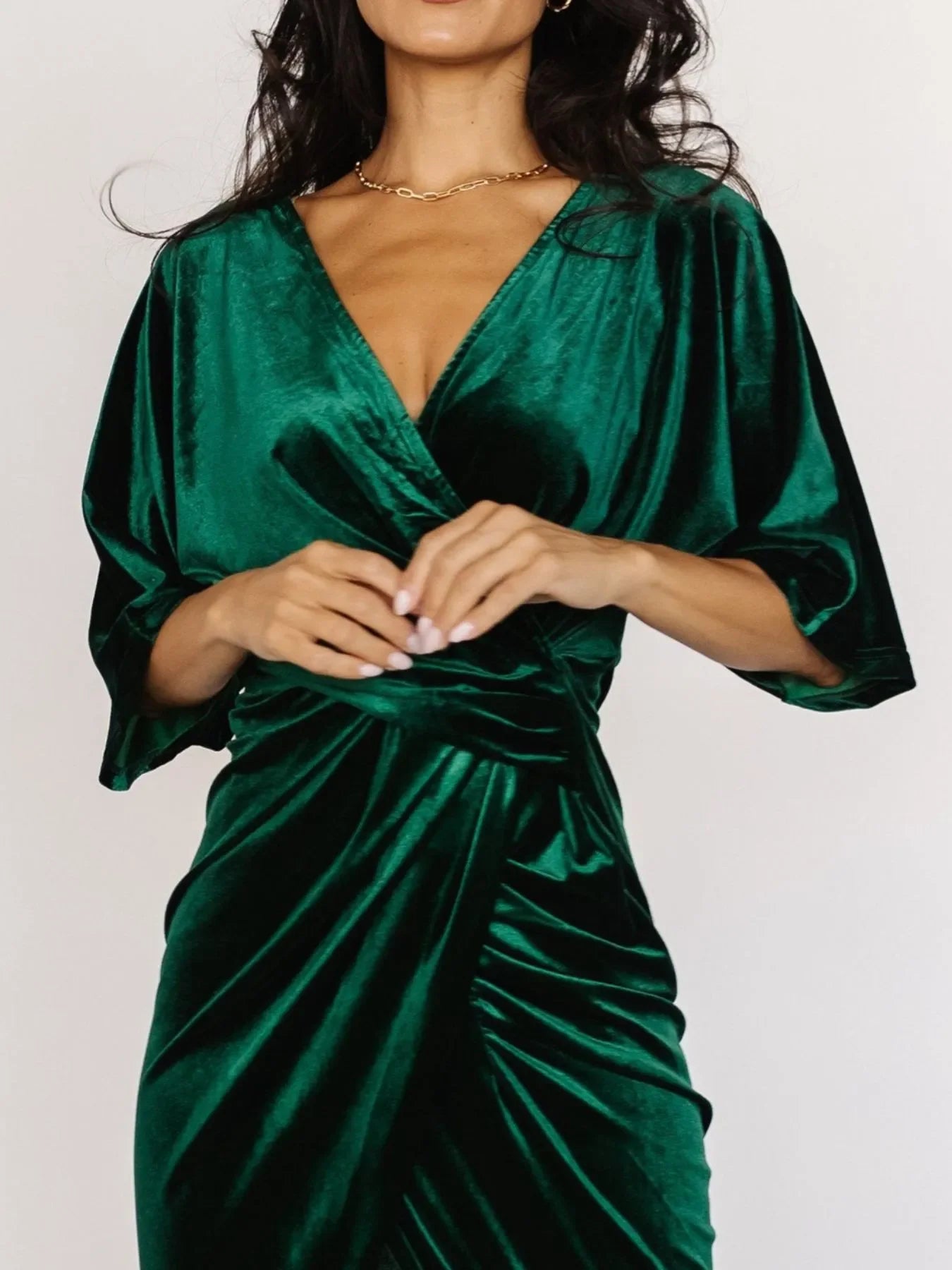 Coastal Ruched Surplice Half Sleeve Dress - Southern Shores Clothing
