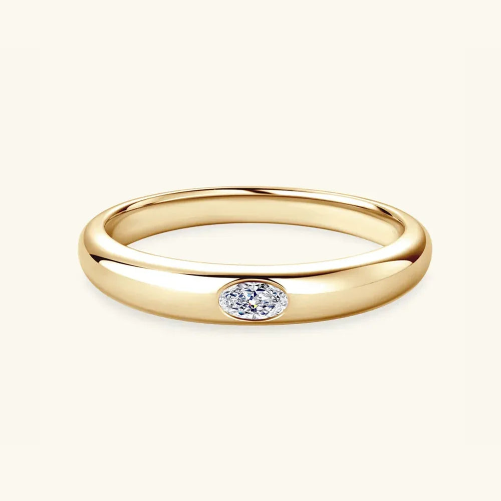 Sterling Silver Inlaid Moissanite Ring With 18K Gold Plating - Southern Shores Clothing