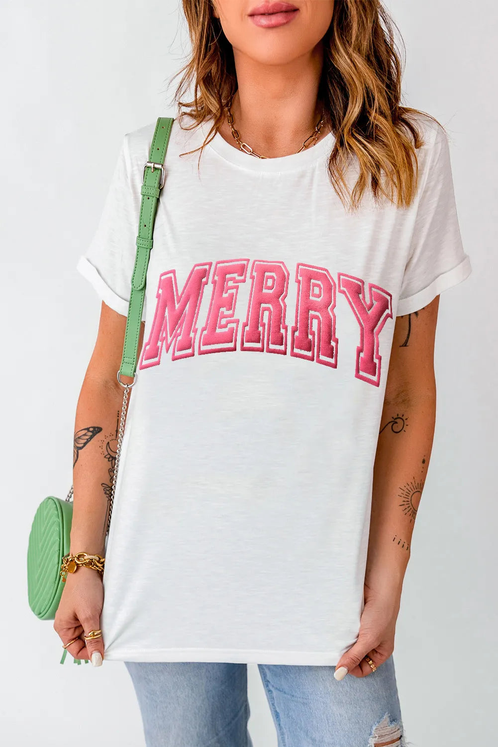 MERRY SYNZ Women's Round Neck Short Sleeve Basic T-Shirt