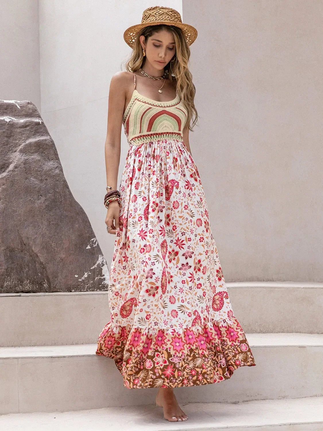 Printed Cami Dress With Scoop Neck In Viscose Fabric Dress - Southern Shores Clothing