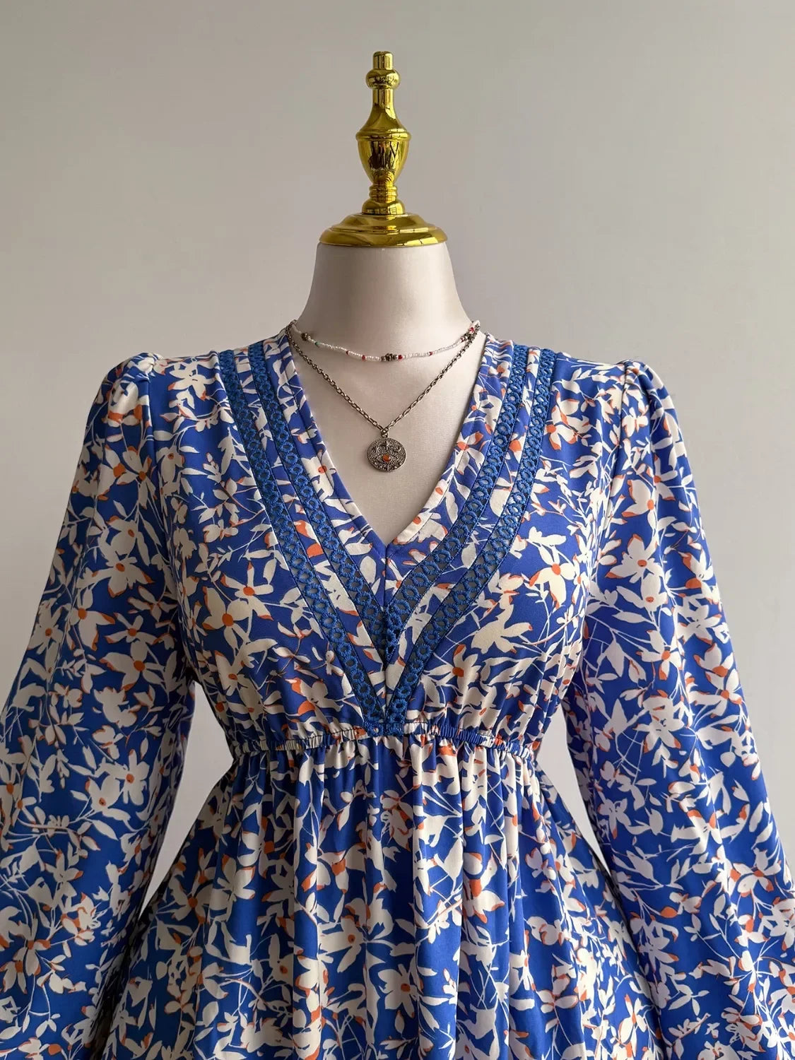 Plus Size Floral Print V Neck Maxi Dress - Southern Shores Clothing