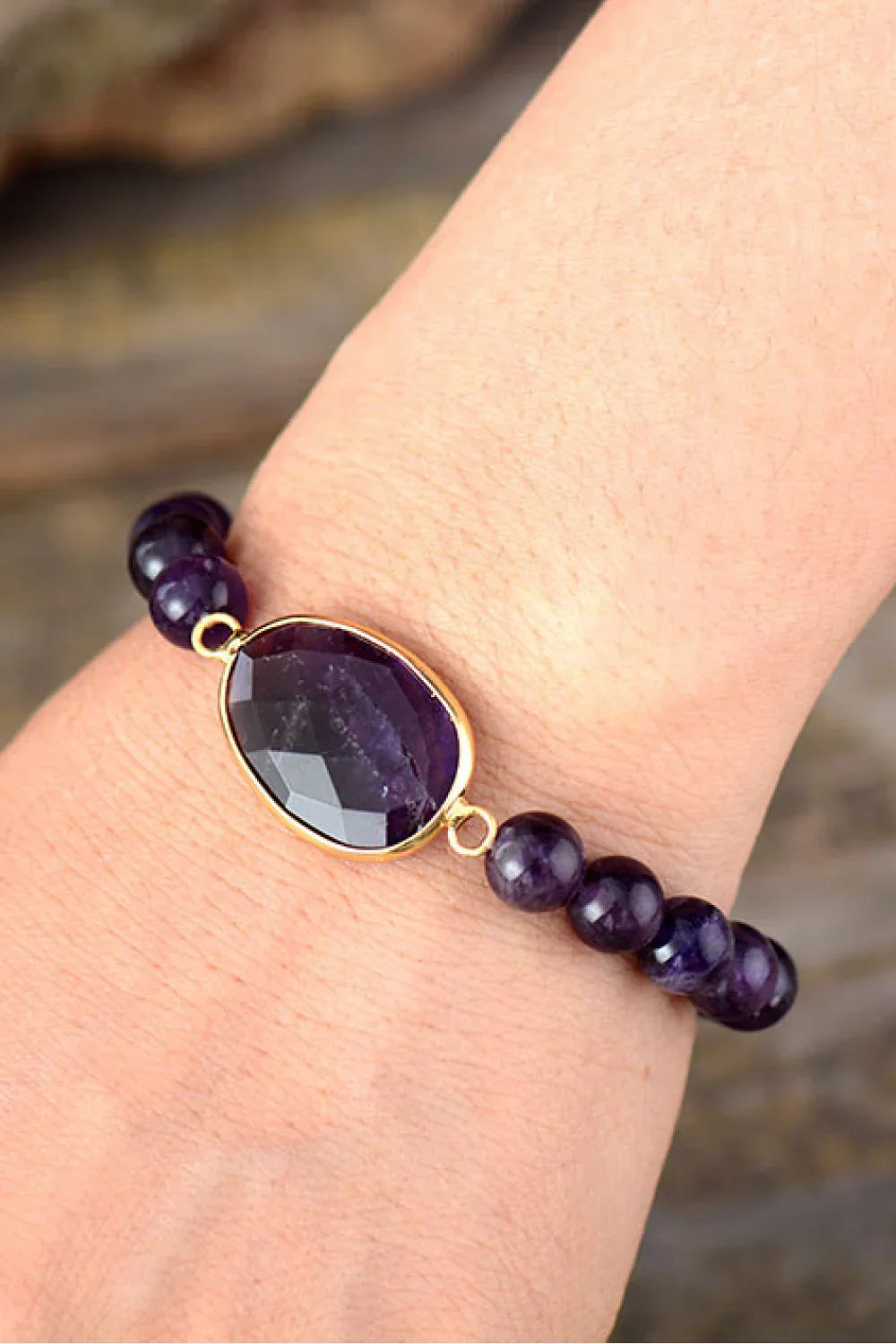 Handmade Amethyst Beaded Adjustable Bracelet