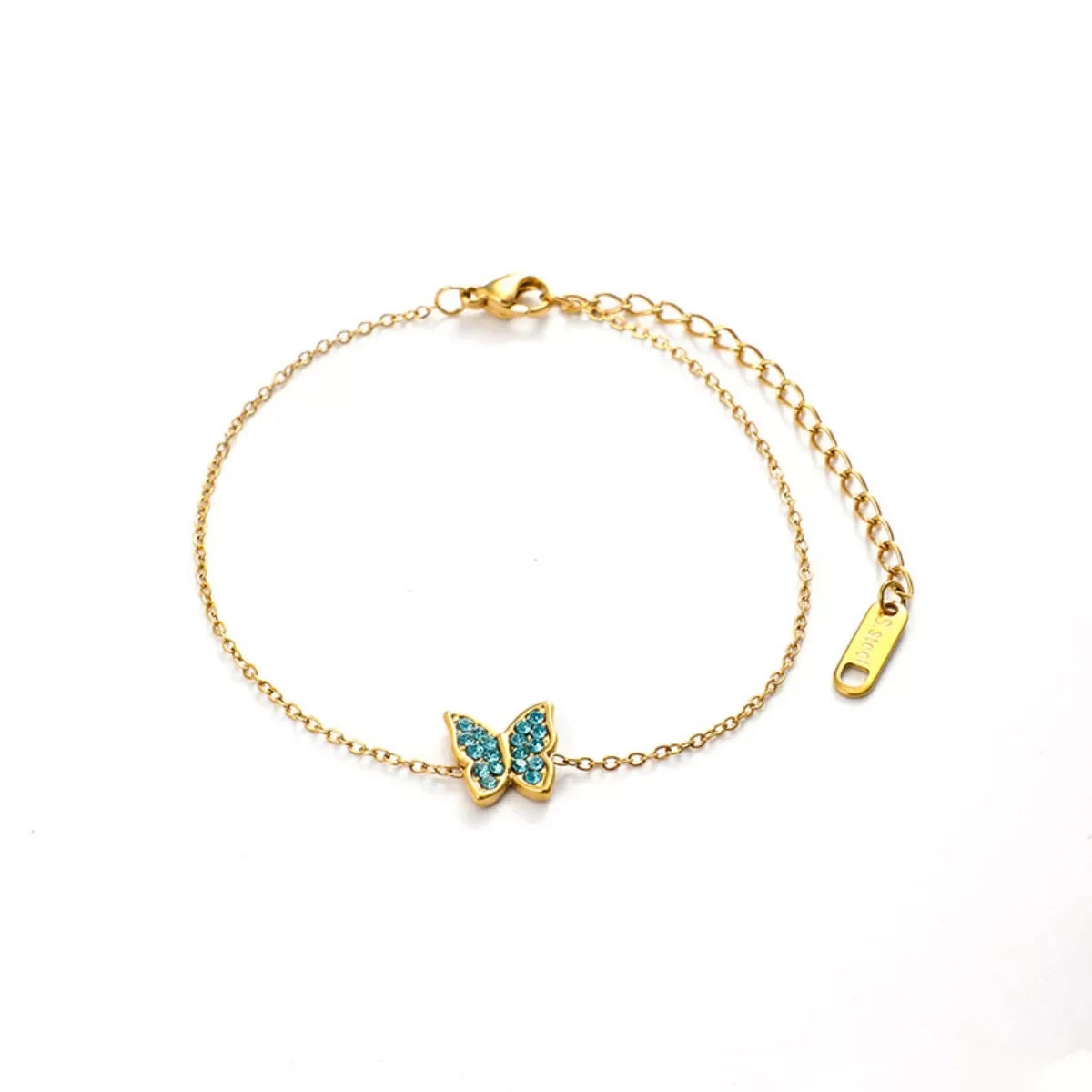 18K Gold-Plated Turquoise Zircon Butterfly Bracelet - Southern Shores Clothing