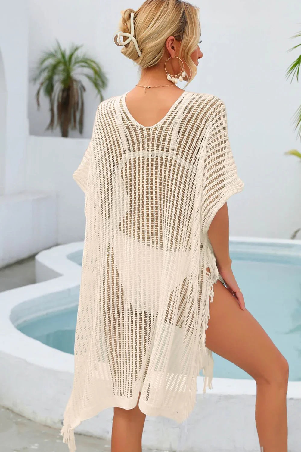 Angel Wings Fringe Trim Openwork Cover Up One Size - Southern Shores Clothing