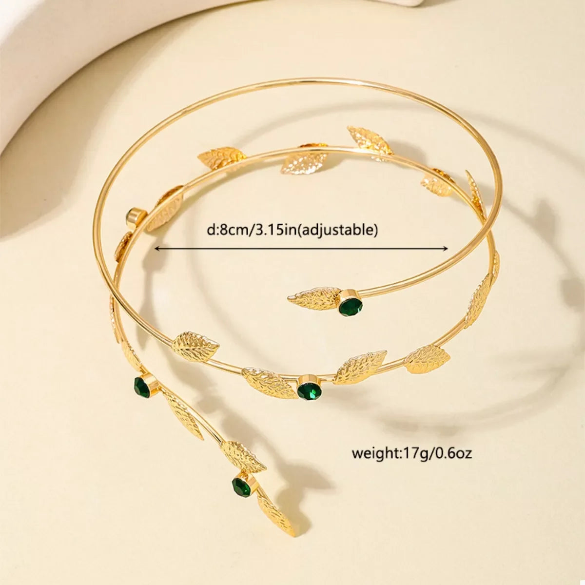 Rhinestone Leaf Bracelet Open Cuff 18K Gold Plated Alloy - Southern Shores Clothing