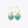 14K Gold-Plated Natural Stone Heart Drop Earrings - Southern Shores Clothing
