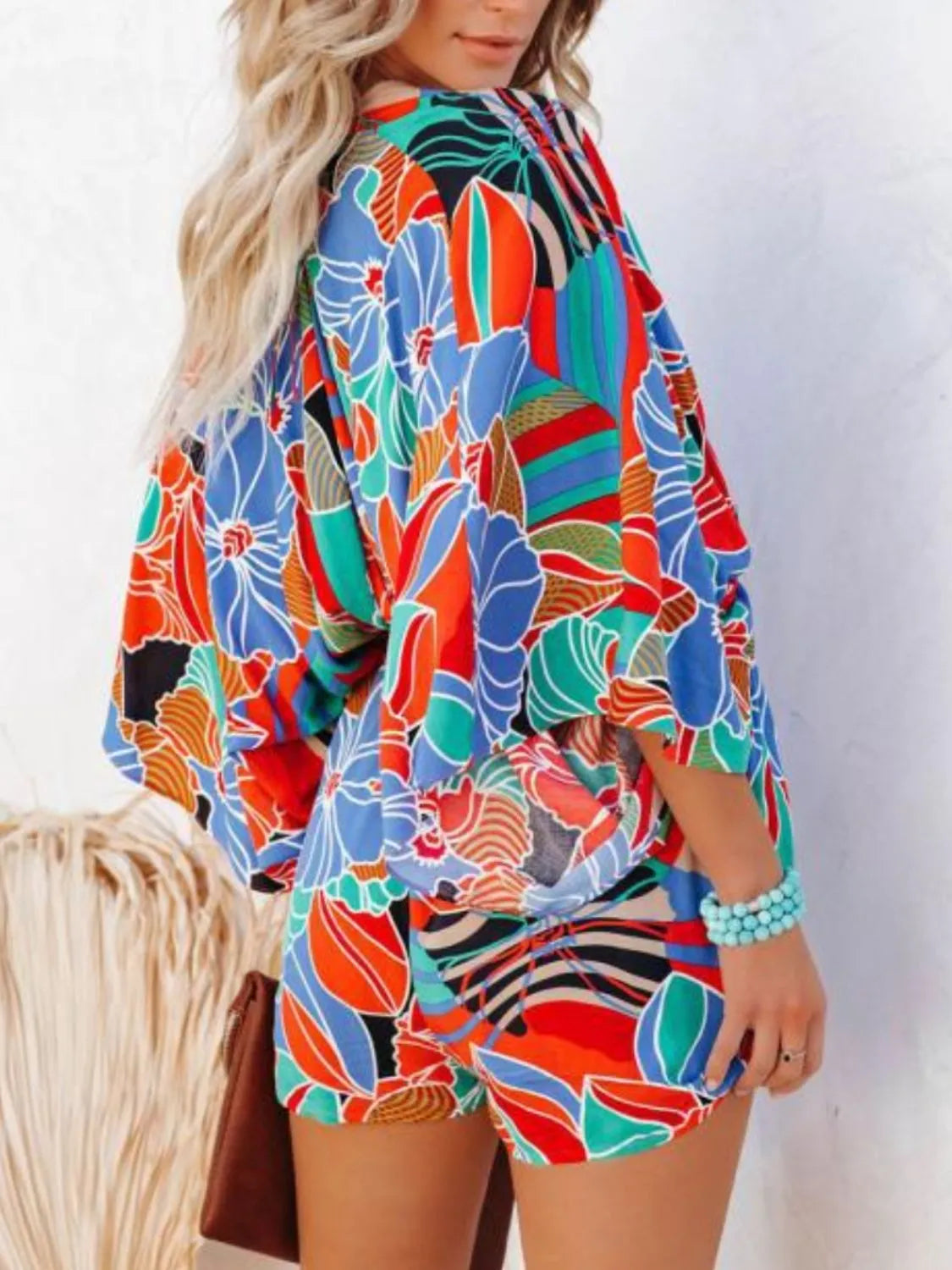 Oversized Tied-Back Printed Floral Romper