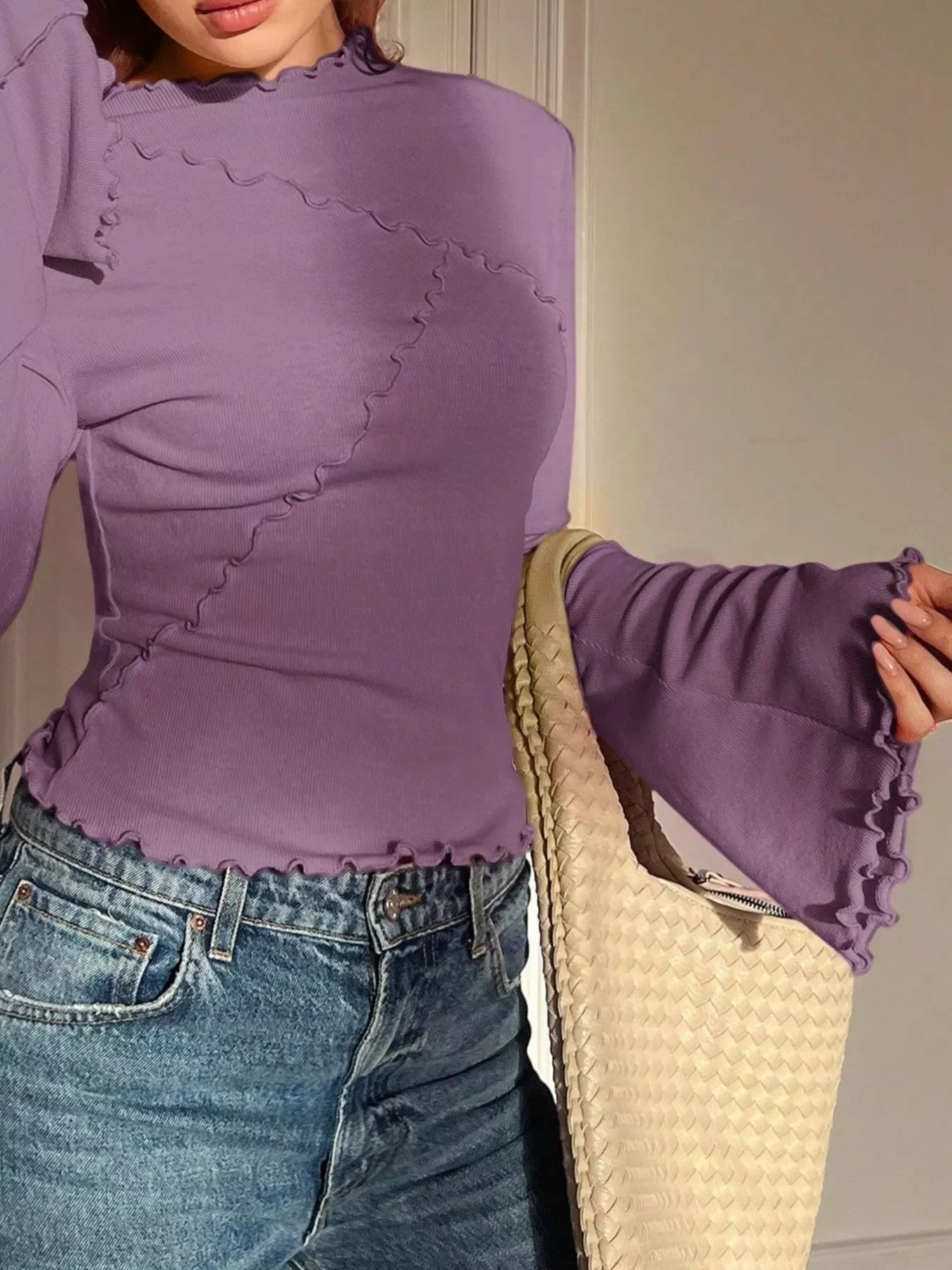 Lettuce Edge Flare Sleeve Top - Southern Shores Clothing
