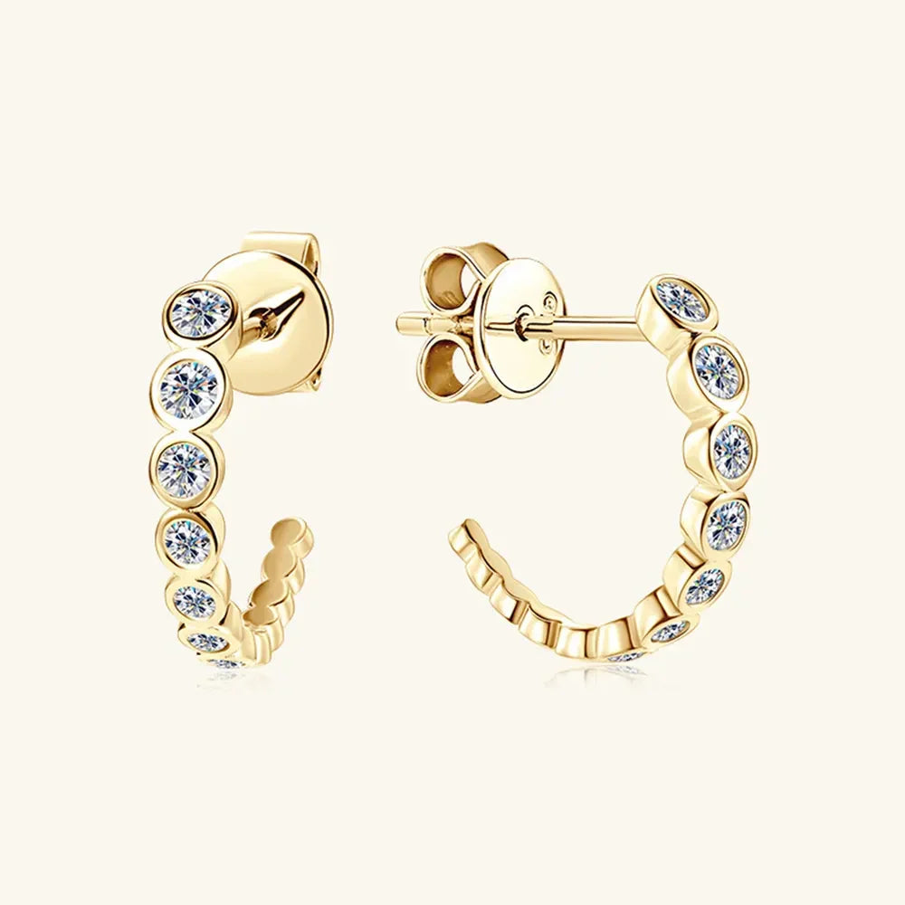 Moissanite Inlaid Sterling Silver Hoop Earrings - Southern Shores Clothing