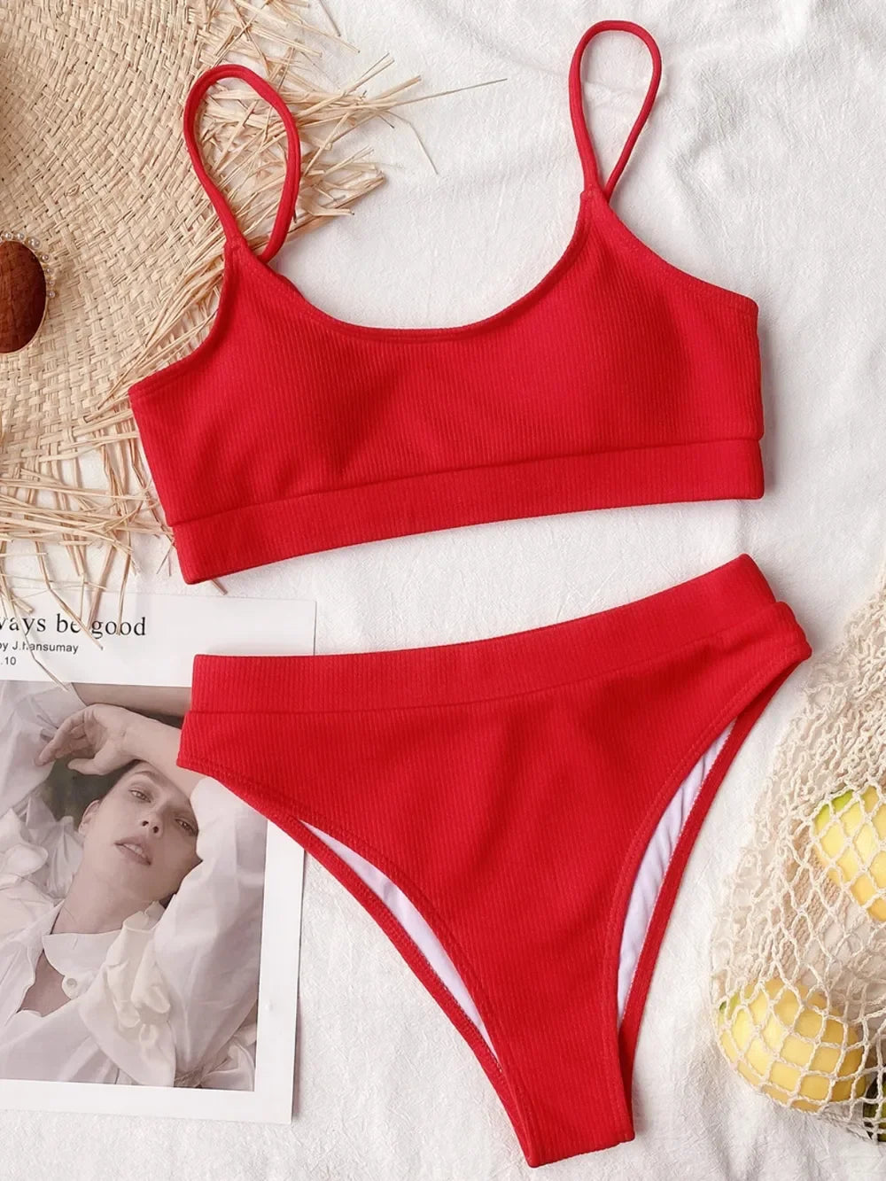 Scoop Neck Spaghetti Strap Two-Piece Swim Set Removable Padding - Southern Shores Clothing
