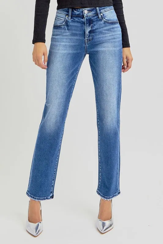 Beach Inspired RISEN Mid Rise Ankle Tapered Jeans