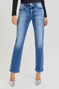 Beach Inspired Mid Rise Ankle Tapered Denim Jeans
