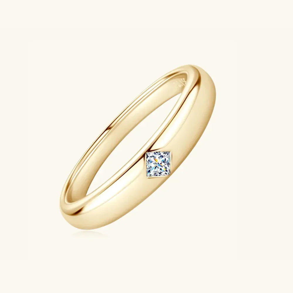 Sterling Silver Inlaid Moissanite Ring With 18K Gold Plating - Southern Shores Clothing