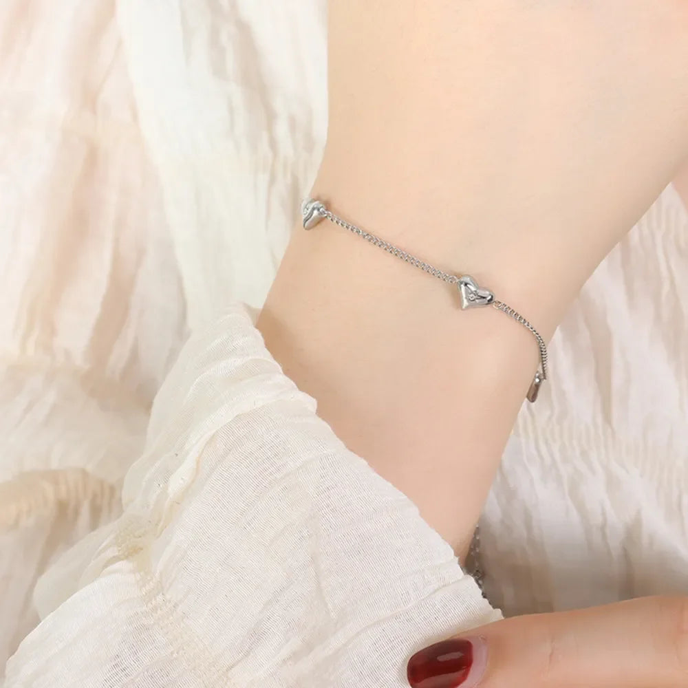 Durable Titanium Steel Zircon Heart Bracelet - Southern Shores Clothing