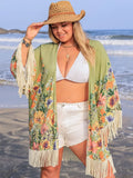 Plus Size Fringe Open Front Beach Cover-Up - Southern Shores Clothing