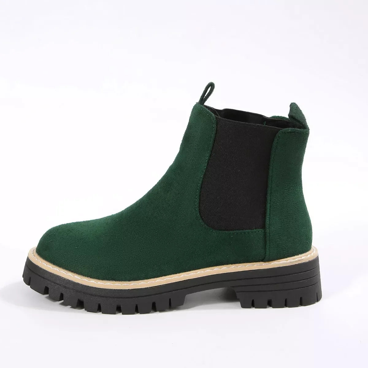 Round Toe Block Heel Boots Suede And Rubber - Southern Shores Clothing