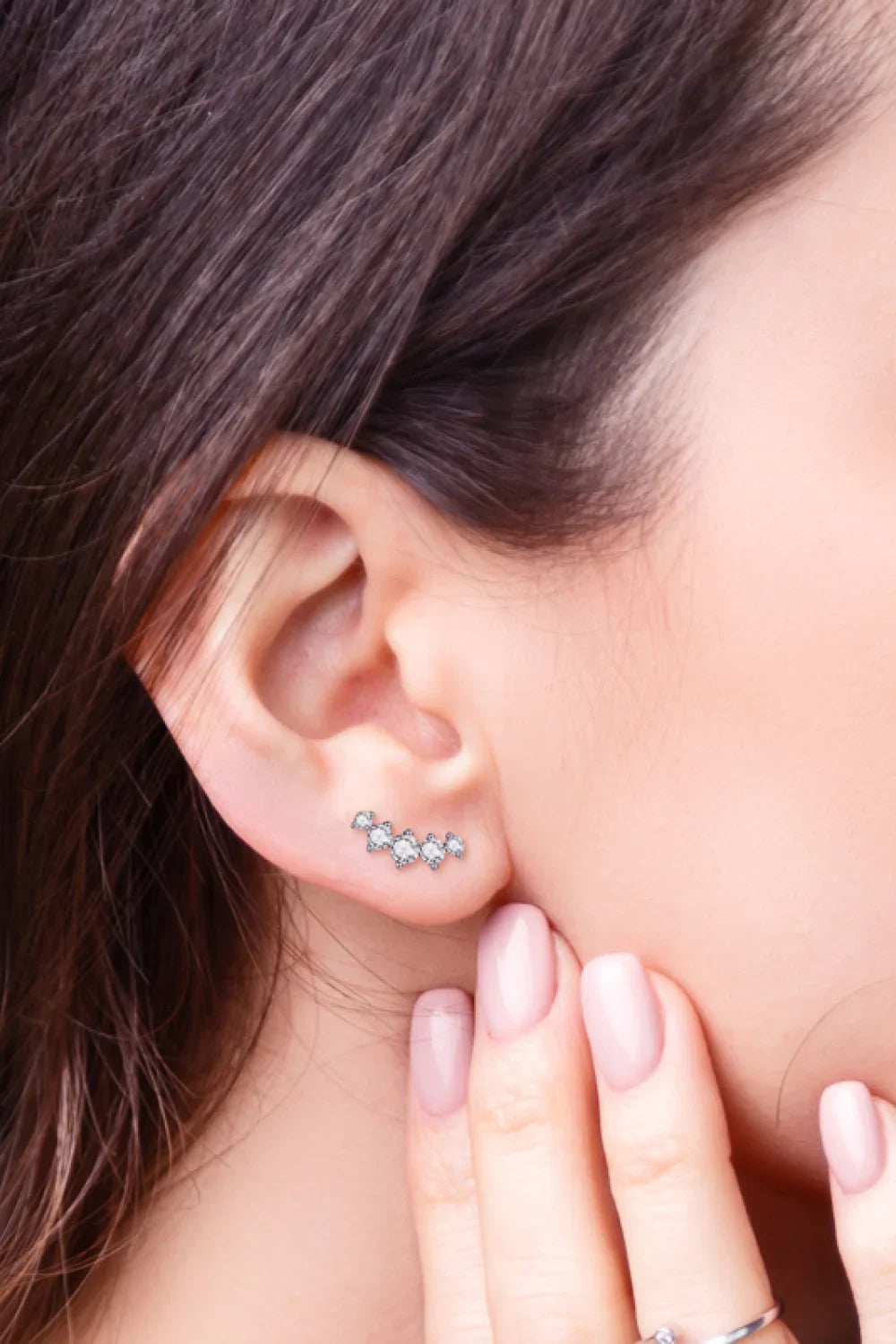 Minimalist Moissanite Earrings, Platinum-Plated Silver - Southern Shores Clothing