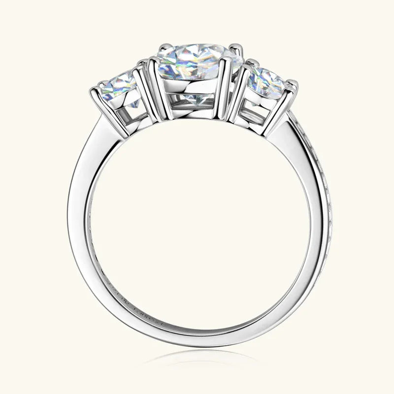 3 Carat Moissanite Sterling Silver Ring Solitaire - Southern Shores Clothing