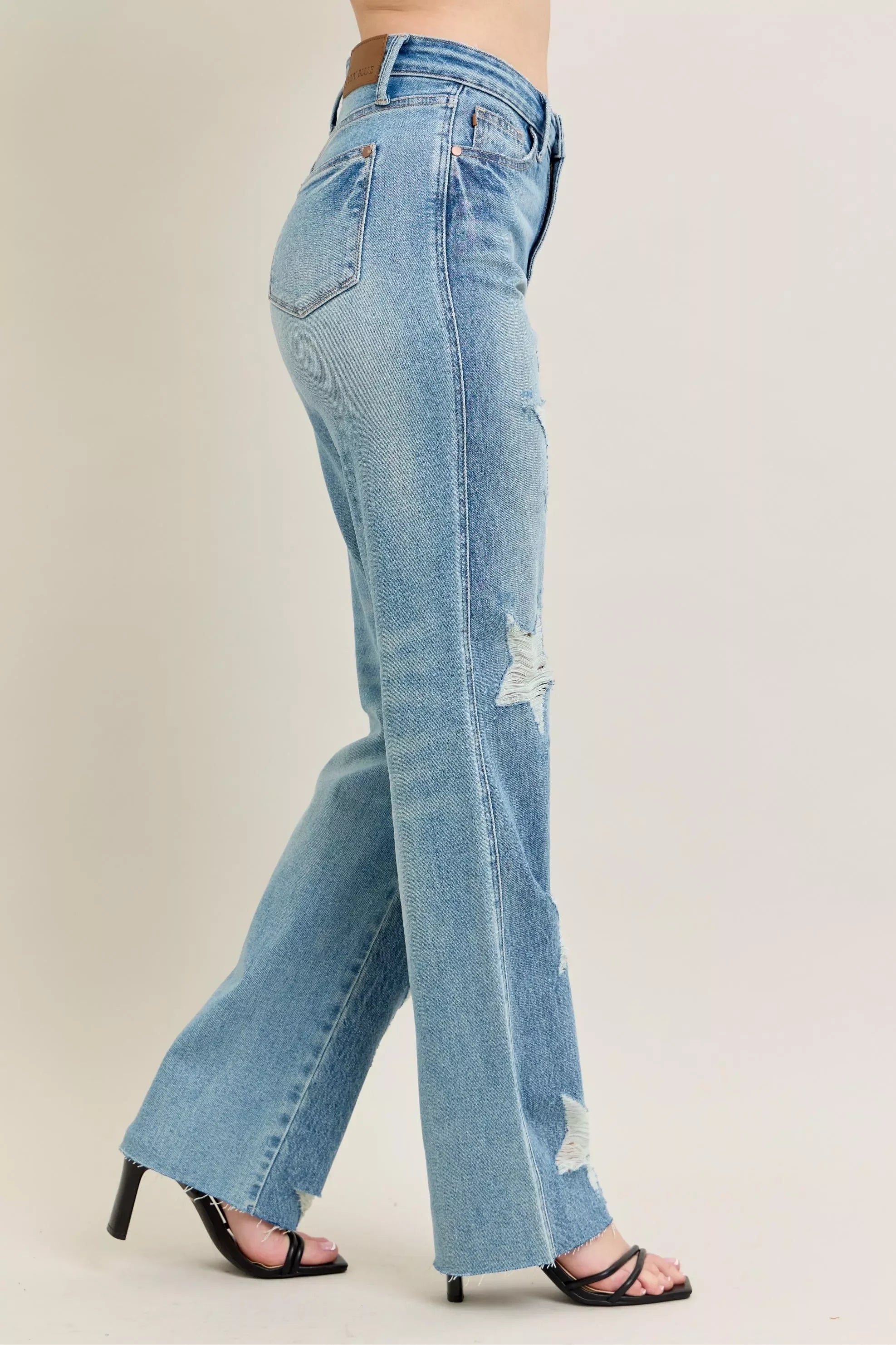 Plus Size High Waist Destroyed Straight Jeans - Southern Shores Clothing