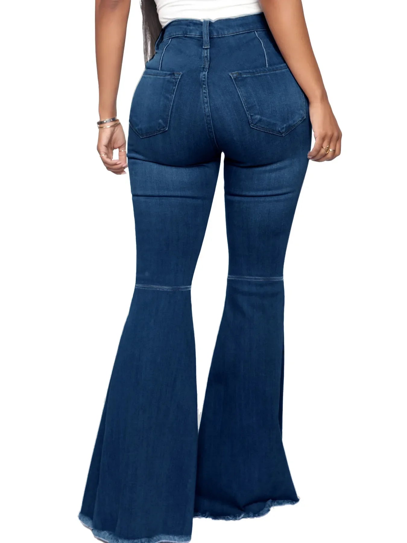 Plus Size Beachside High Waisted Raw Hem Flare Jeans - Southern Shores Clothing